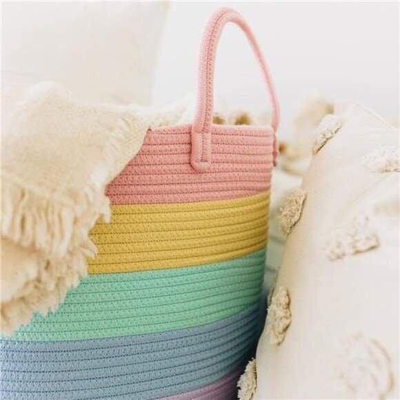 Cute Basket for Pastel Rainbow Classroom Decor 20x13, Toy Basket - Picture 6 of 7